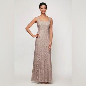 Champagne Sequin Lace A-line Dress NWOT